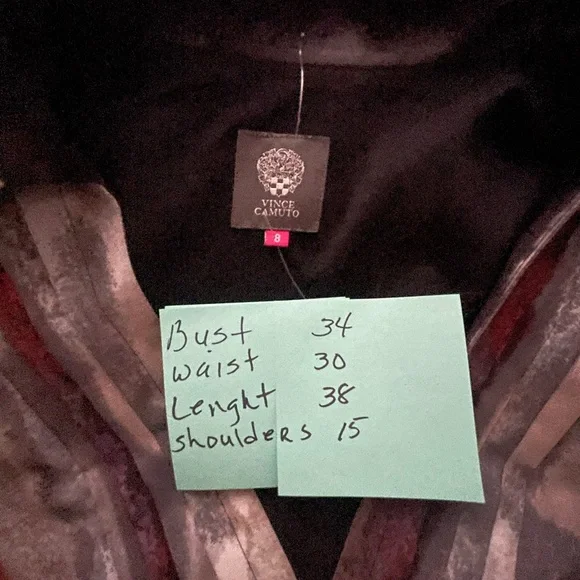 Vince Camuto Elegant Multicolor Women's faux wrap Dress size 8 pre owned V neck - Picture 10 of 13